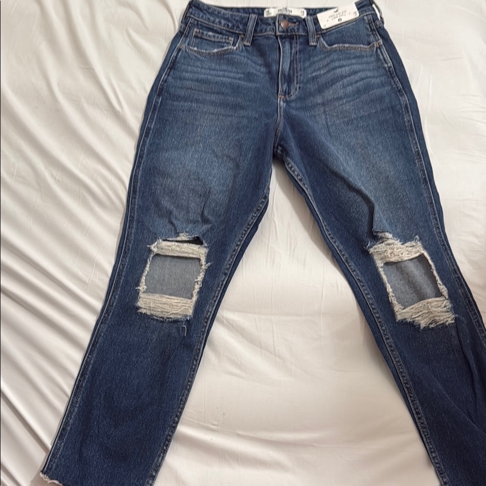 Hollister Blue Straight Leg Jeans with Rips